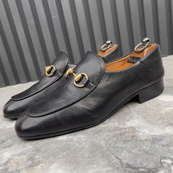 Brixton Horsebit Collapsible Heels Loafers Black Leather