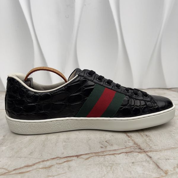 Ace Web Sneakers Black Crocodile Leather