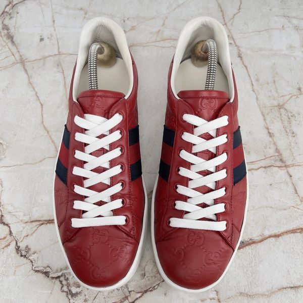 Ace Monogram Sneakers Red Leather