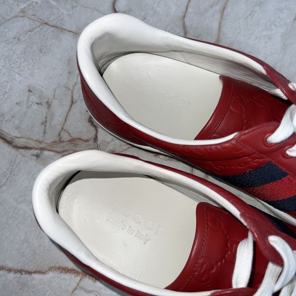 Ace Monogram Sneakers Red Leather