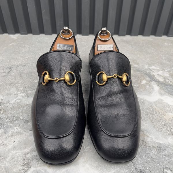 Brixton Horsebit Collapsible Heels Loafers Black Leather