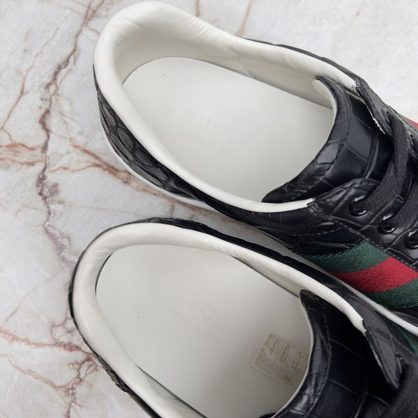 Ace Web Sneakers Black Crocodile Leather