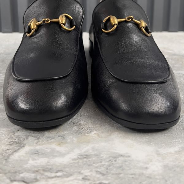 Brixton Horsebit Collapsible Heels Loafers Black Leather