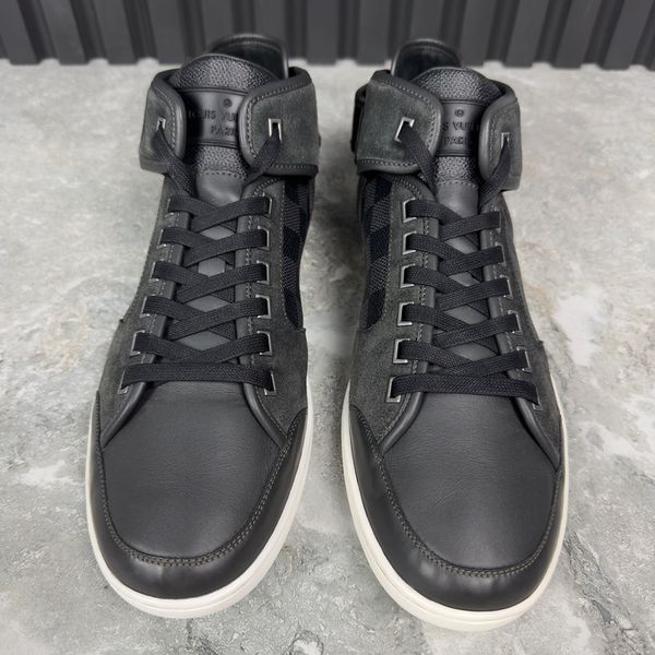 Damier Sneakers Graphite Canvas Gray Suede