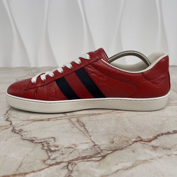 Ace Monogram Sneakers Red Leather