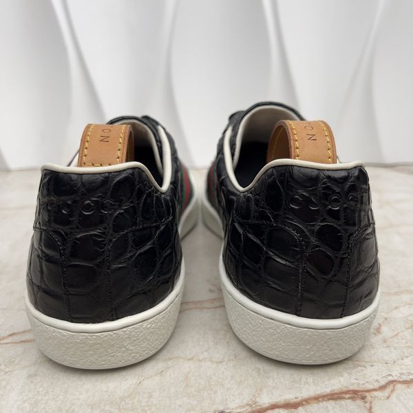 Ace Web Sneakers Black Crocodile Leather