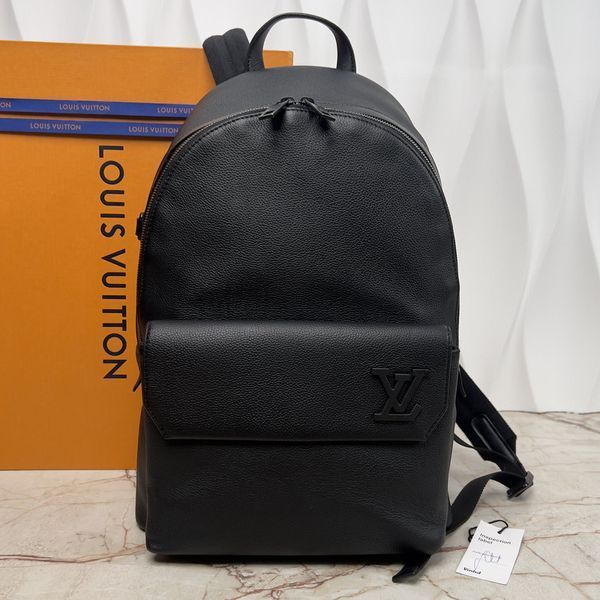 Takeoff Aerogram Logo LV Grained Calfskin Backpack