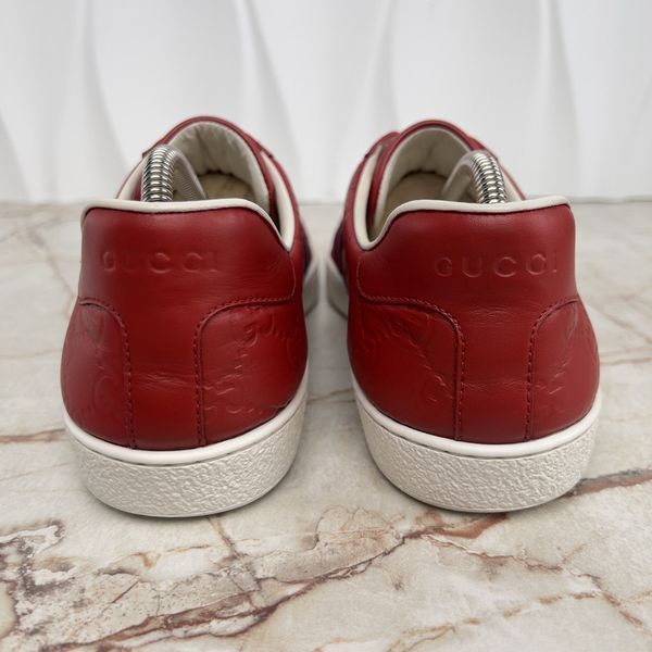Ace Monogram Sneakers Red Leather