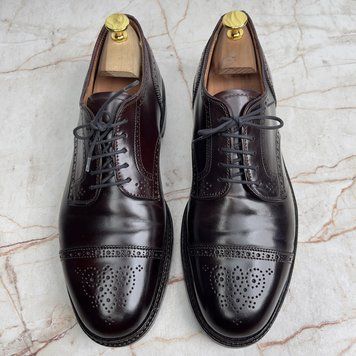Dress Shoes Derby Brogue Medallion Cap Toe Brown Shell Cordovan