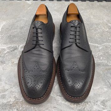 Wingtip Dress Shoes Derby Brogue Gray Taiga Leather