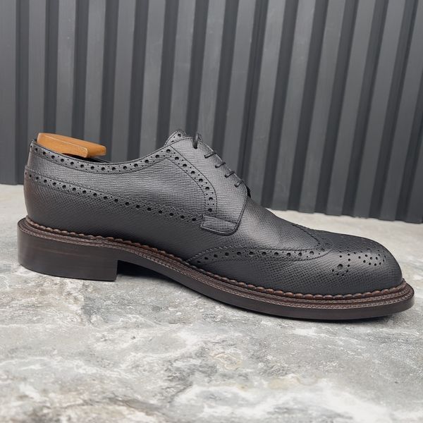 Wingtip Dress Shoes Derby Brogue Gray Taiga Leather