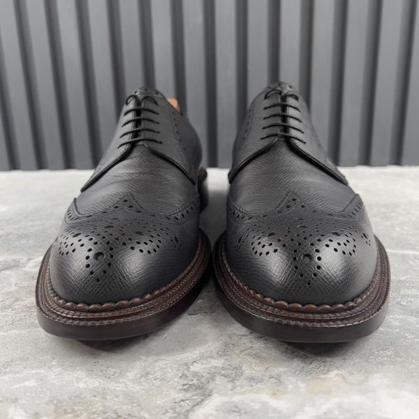 Wingtip Dress Shoes Derby Brogue Gray Taiga Leather