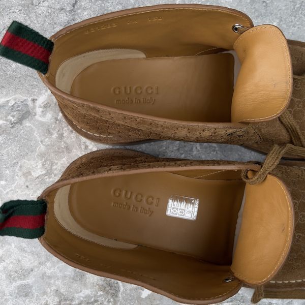 Moreau Web GG Signature Desert Boots Camel Brown Suede