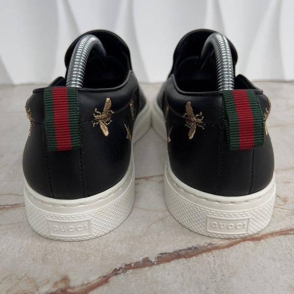 Dublin Sneakers Slip On Embroidered Bees Stars Black Leather