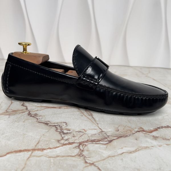 Racetrack Moccasins Black Leather