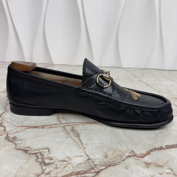 1953 Horsebit Bee Embroidered Black Leather Loafer