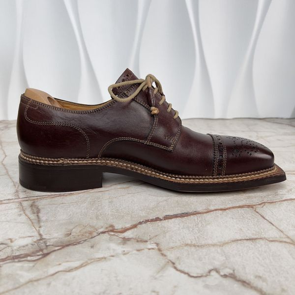 Класичне взуття броги коричневі шкіряні Calzoleria Norvegese Cap Toe 3821 фото