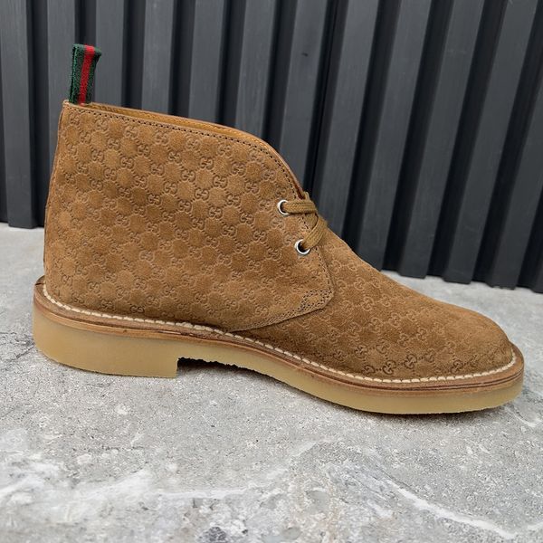 Moreau Web GG Signature Desert Boots Camel Brown Suede