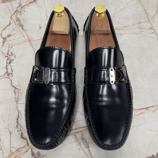 Racetrack Moccasins Black Leather