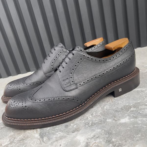 Wingtip Dress Shoes Derby Brogue Gray Taiga Leather