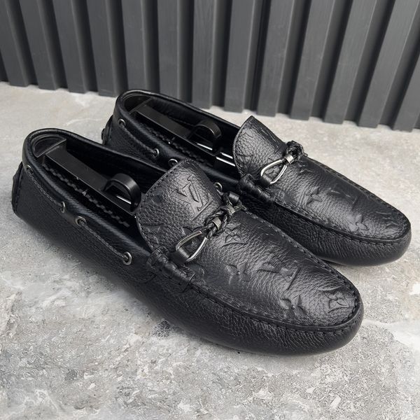 Raspail Moccasins Embossed Monogram Black Leather