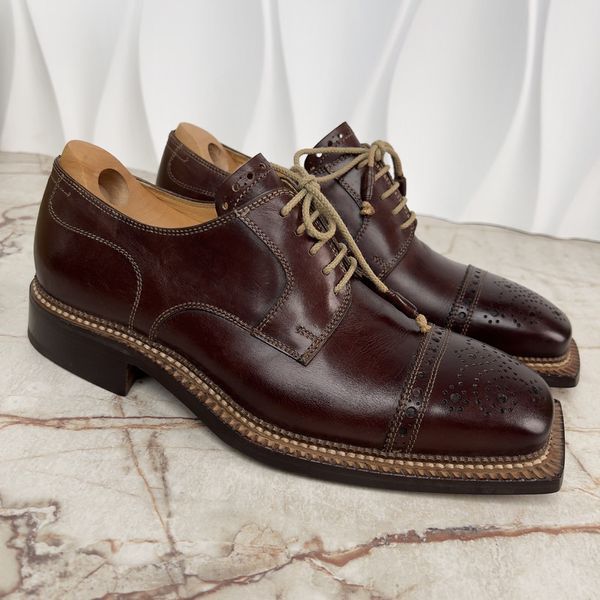 Класичне взуття броги коричневі шкіряні Calzoleria Norvegese Cap Toe 3821 фото