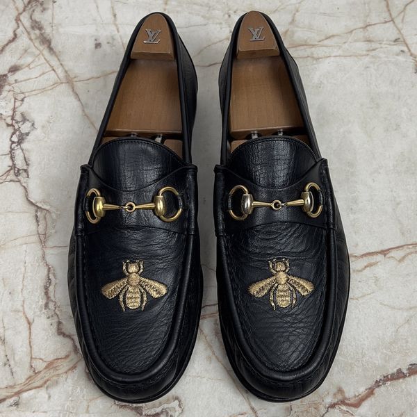 1953 Horsebit Bee Embroidered Black Leather Loafer