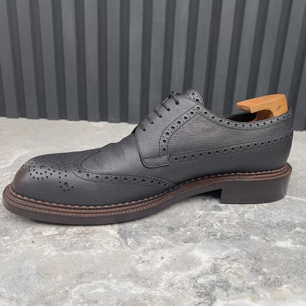 Wingtip Dress Shoes Derby Brogue Gray Taiga Leather