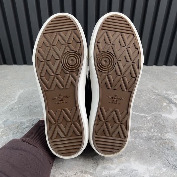 Trocadero Circle Logo LV Sneaker Slip On Navy Blue Leather