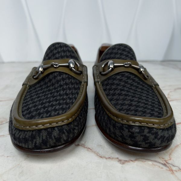 1953 Horsebit Loafers Houndstooth Tweed Olive Green Leather