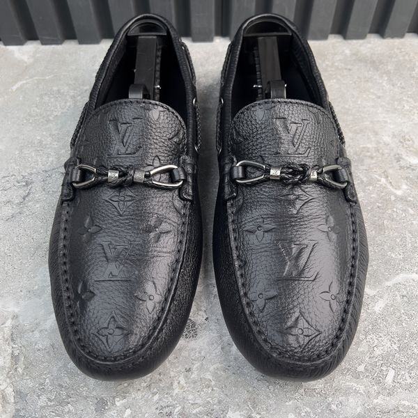 Raspail Moccasins Embossed Monogram Black Leather