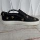 Dublin Sneakers Slip On Embroidered Bees Stars Black Leather