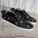Dublin Sneakers Slip On Embroidered Bees Stars Black Leather