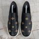 Dublin Sneakers Slip On Embroidered Bees Stars Black Leather