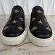 Dublin Sneakers Slip On Embroidered Bees Stars Black Leather