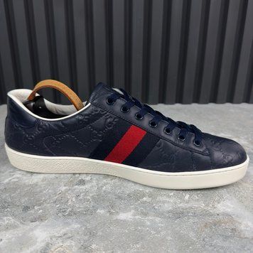 Ace Web GG Monogram Sneakers Blue Leather