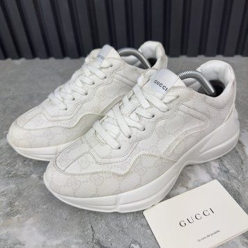 Rhyton GG Monogram Sneakers White Leather