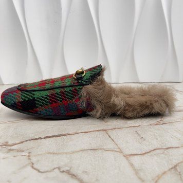 Princetown Horsebit Mule Fur Multicolor Tweed