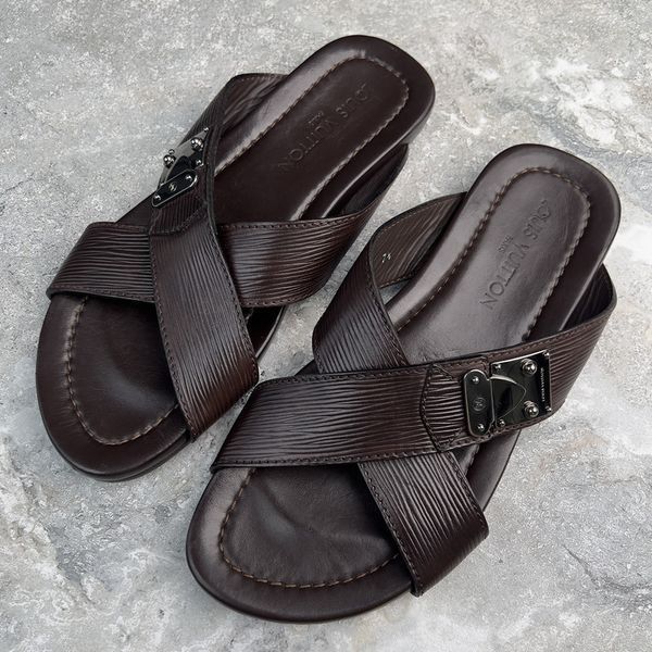 Mule Sandals Brown Epi Leather