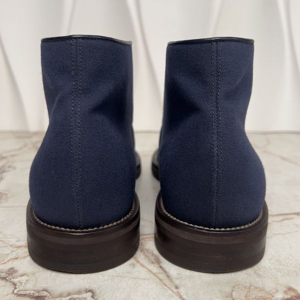 Chukka Desert Boots Lace Up Blue Fabric Leather