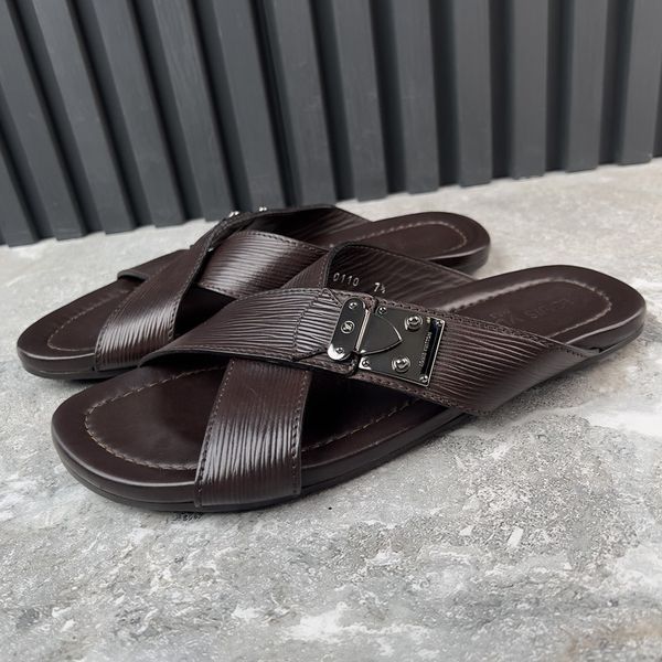 Mule Sandals Brown Epi Leather