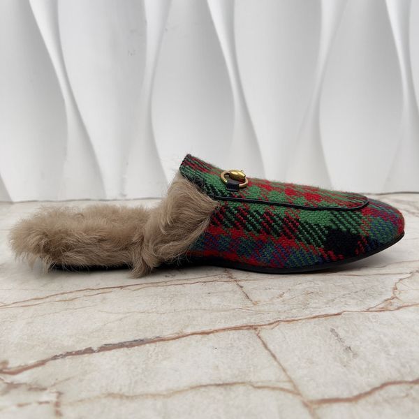 Princetown Horsebit Mule Fur Multicolor Tweed