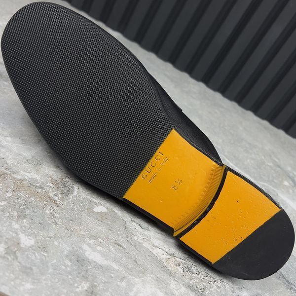 Donnie Double GG Web Mule Flat Black Leather