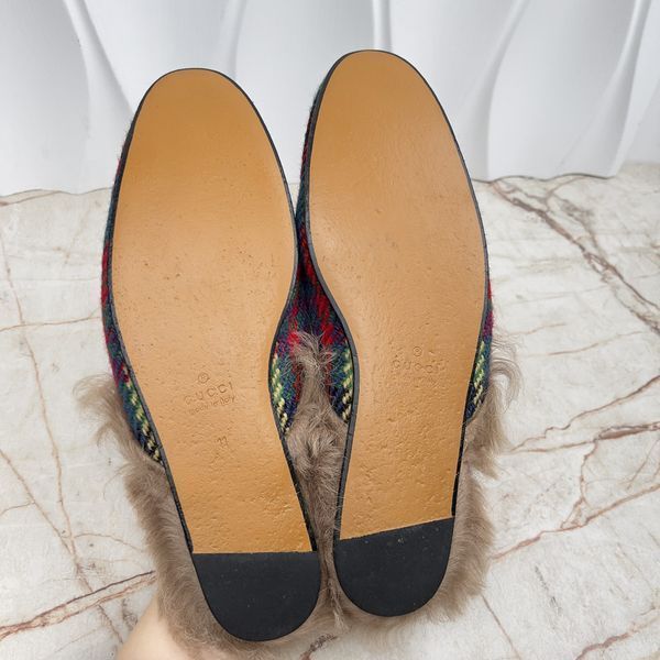 Princetown Horsebit Mule Fur Multicolor Tweed