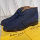 Chukka Desert Boots Lace Up Blue Fabric Leather