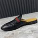 Donnie Double GG Web Mule Flat Black Leather