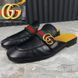Donnie Double GG Web Mule Flat Black Leather