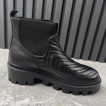 Nappa Matelasse Frances GG Chelsea Ankle Boots Black Leather