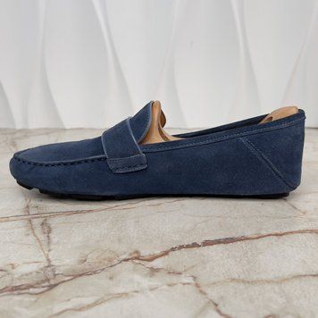 Marmont Double G Collapsible Heels Moccasins Blue Suede