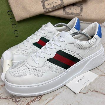 Gucci Chunky GG Web Perforated Sneakers White Leather
